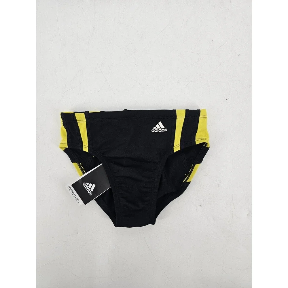 NWT ADIDAS Infinitex Blk/Yl Sport Swim Bikini Brief Swimsuit Sz 24 Speedo Style